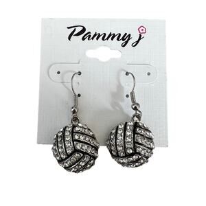 Pammy J rhinestone volleyball dangle earrings